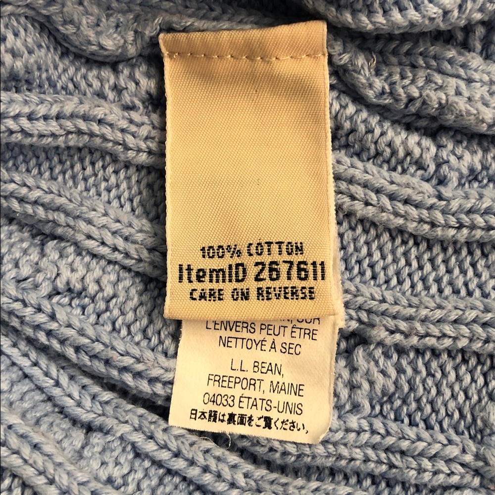 L.L. Bean Two Cotton Cable Knit Turtleneck Sweaters Purple and Blue Medium - Picture 8 of 12